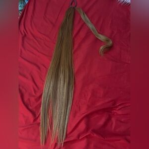 Long Brown Straight ponytail wig with Sleek Texture
